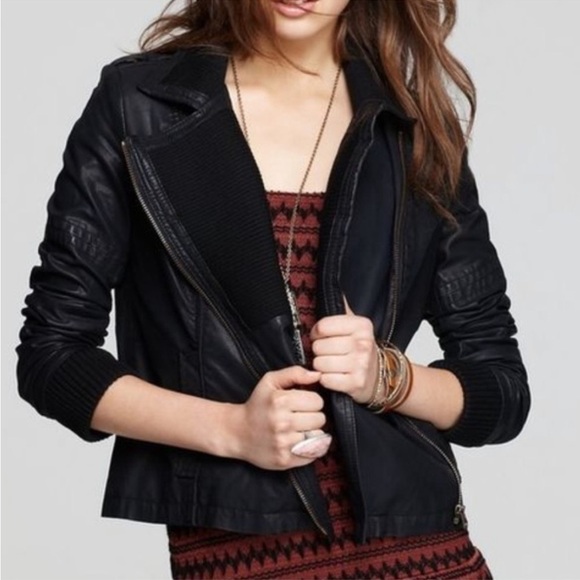 Free People Jackets & Blazers - Free People Faux Leather Moto Biker Jacket | 2